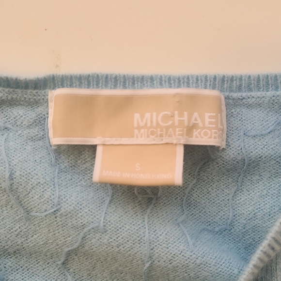Michael Kors Light Blue 3/4 Sleeve Cardigan - Picture 3 of 5